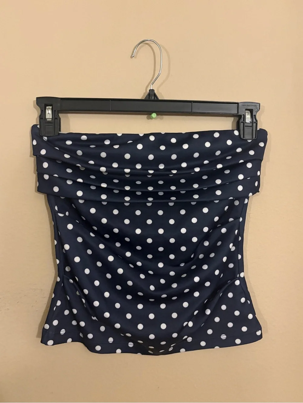Navy Polka Dot Strapless Tube Top